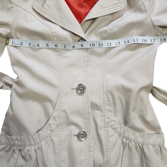 Esprit Cream Belted Hooded Trench Coat Light Jacket Size Small - Picture 5 of 10